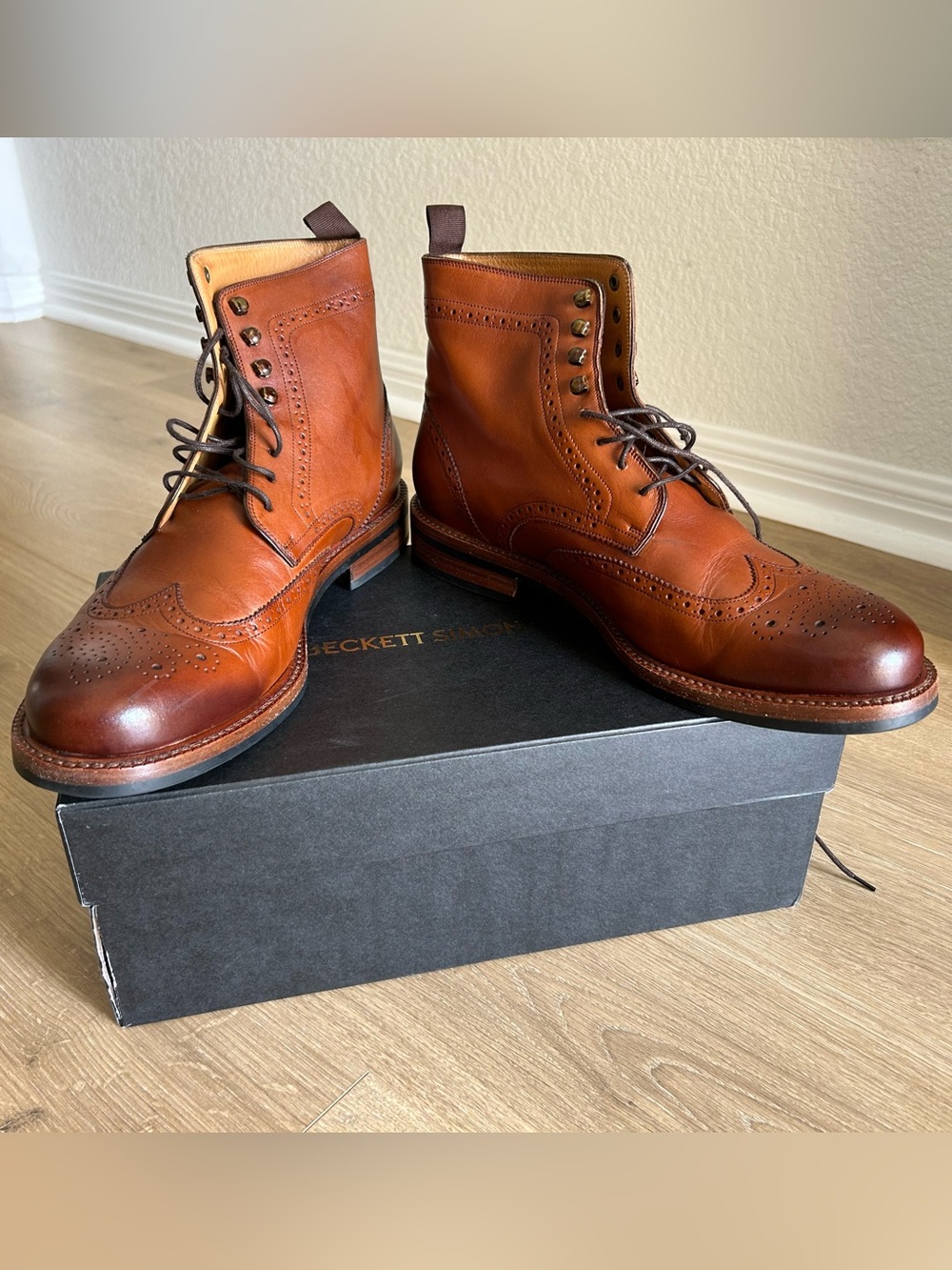 Beckett Simonon Men's “Nolan” Brogue Boots - Tan